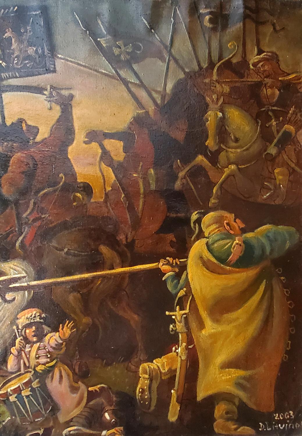 Oil painting of Zaporozhians battle with Poles by Daniil Litvinov