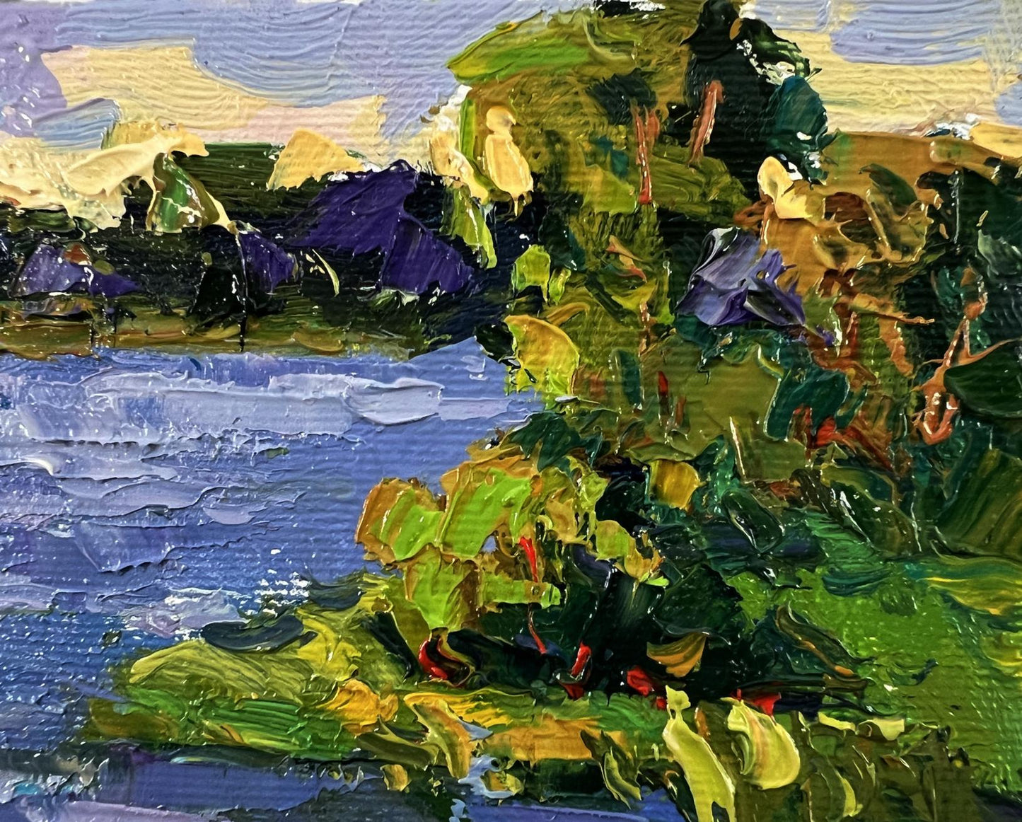 Oil painting Relaxing by the evening river by Oksana Ivanyuk