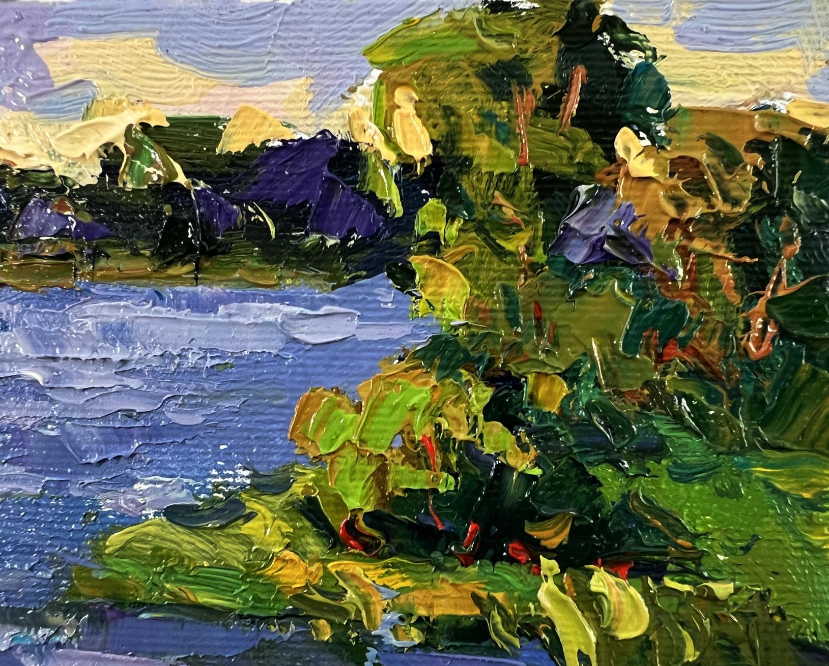 Oil painting Relaxing by the evening river by Oksana Ivanyuk