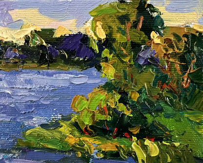 Oil painting Relaxing by the evening river by Oksana Ivanyuk