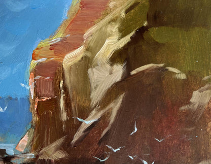 Textured oil painting of rocky seashore cliff by Yuriy Suprunchuk