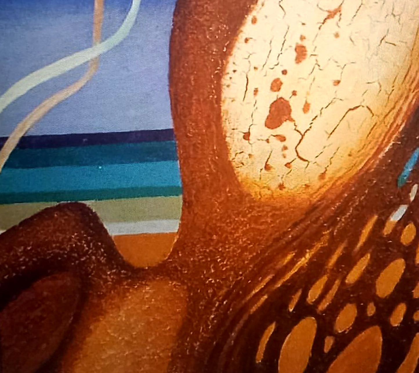 Oil painting Cocoon by Alexander Strashevich, textured beige cracked circle