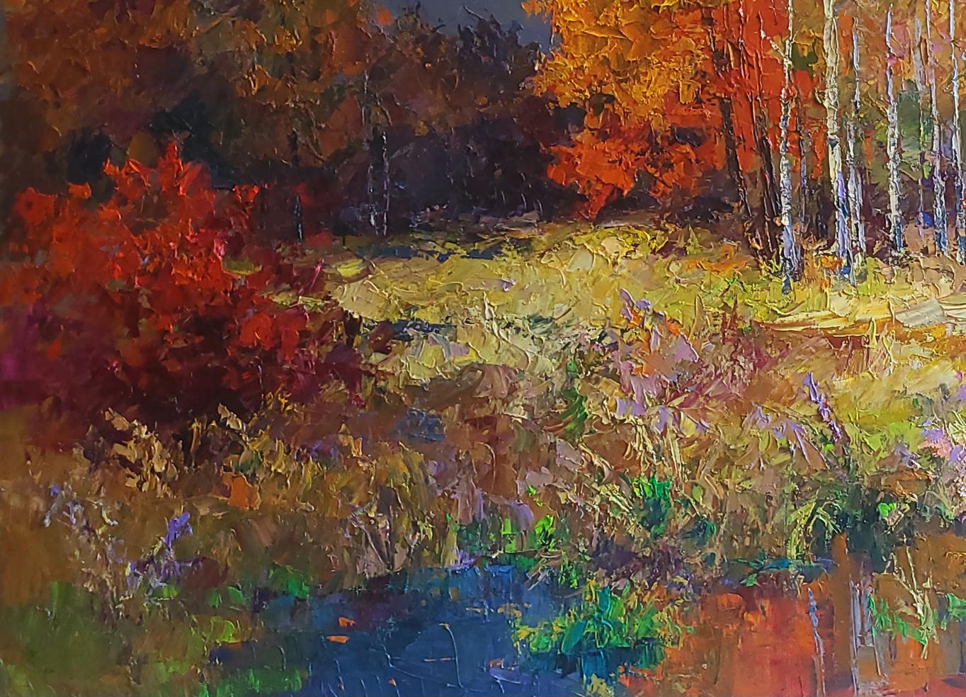 Oil painting Autumn forest by Boris Serdyuk impressionist scene
