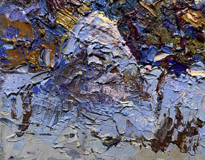 Oil painting There is a moon in the field by Oksana Ivanyuk, swirling impasto blues