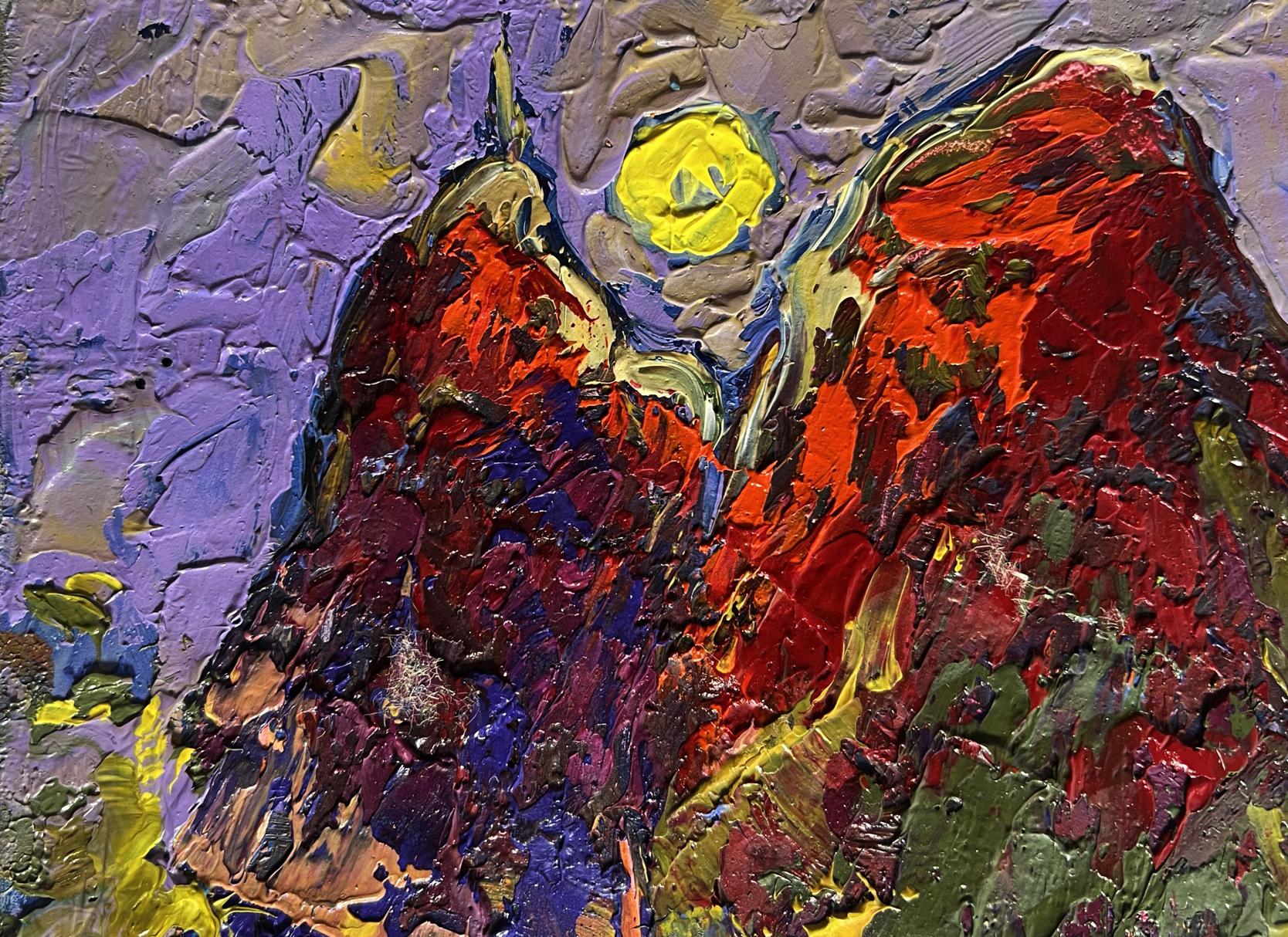 Vibrant oil painting The moon illuminates the field by Oleksiy Ivanyuk