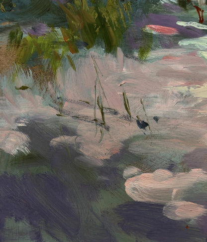 Impressionistic oil painting Walk in the forest by Yuriy Suprunchuk with lily pads