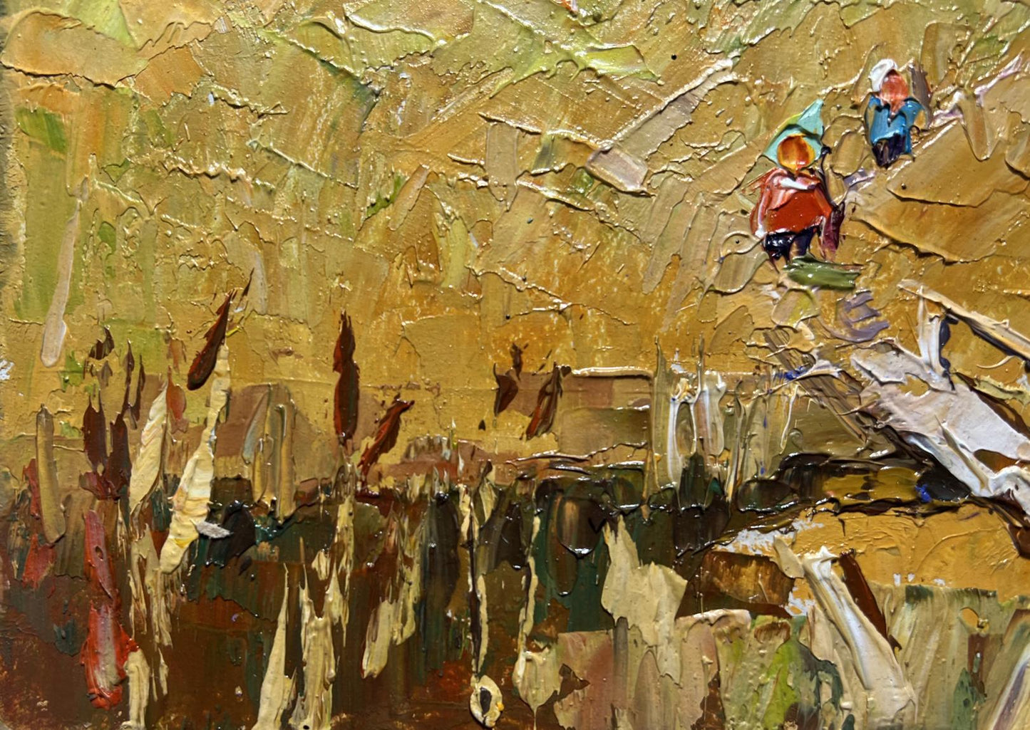 Oil painting Village road to the reservoir by Oleksiy Ivanyuk