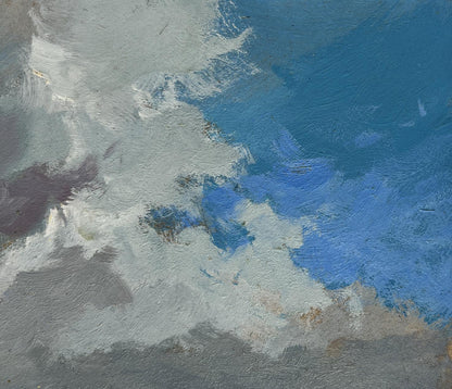Oil painting Silence before the rain by Yuriy Suprunchuk with blue gray swirls