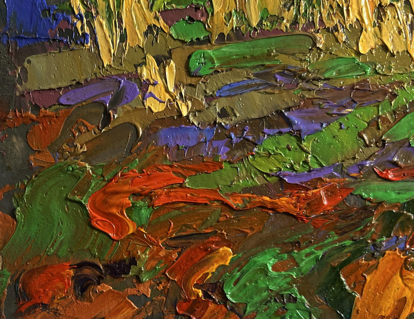 Oil painting In the autumn meadows by Oksana Ivanyuk vibrant textured art