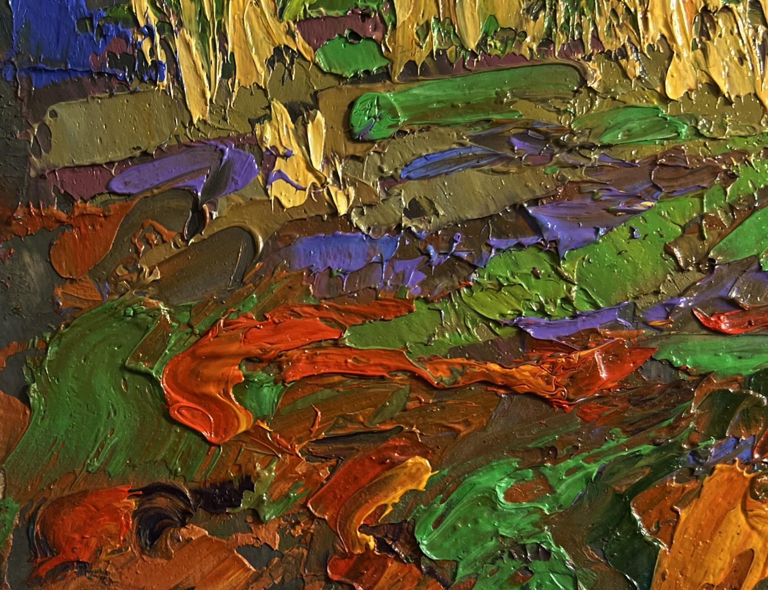 Oil painting In the autumn meadows by Oksana Ivanyuk vibrant textured art