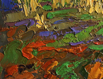 Oil painting In the autumn meadows by Oksana Ivanyuk vibrant textured art