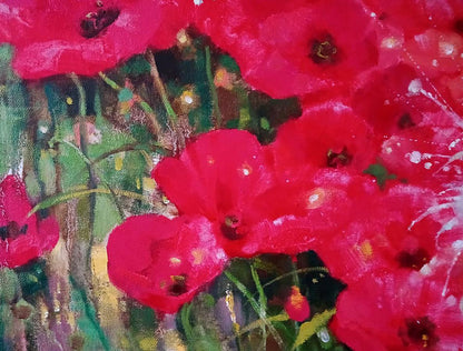 Abstract oil painting Poppies in the Field Anatoly Tarabanov