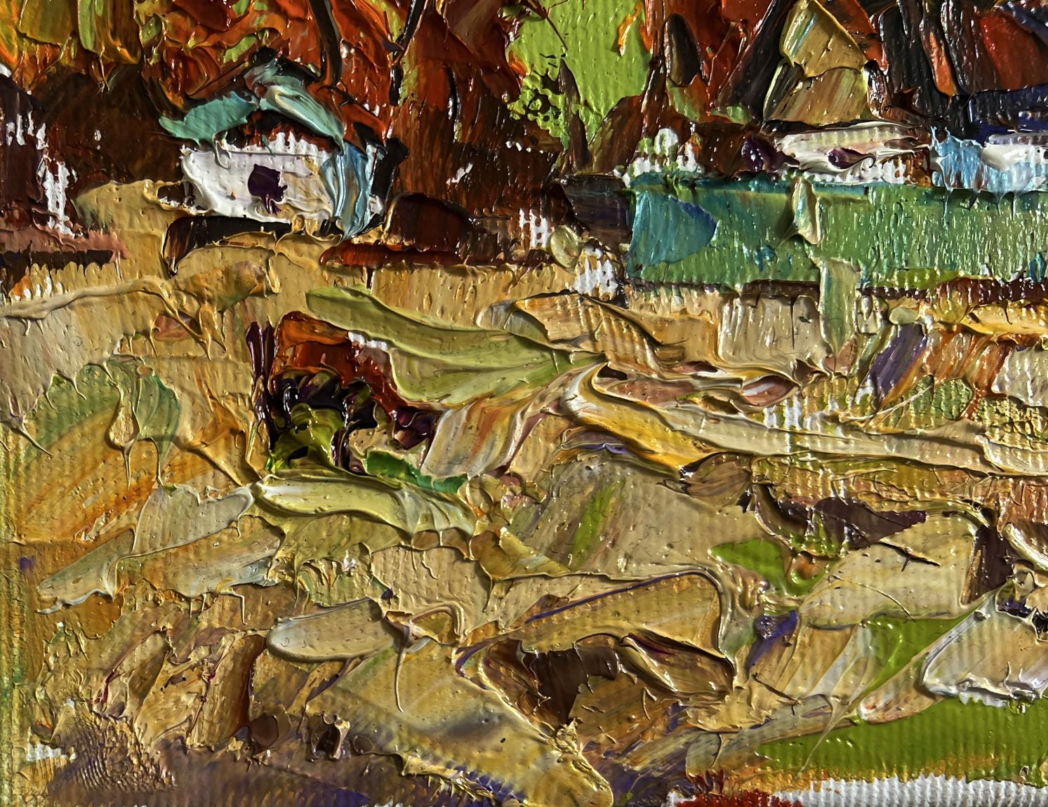 Impasto oil painting Autumn day in the village by Oleksiy Ivanyuk