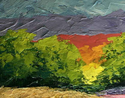 Vibrant lavender field sunset oil painting by V. Zadorozhnya