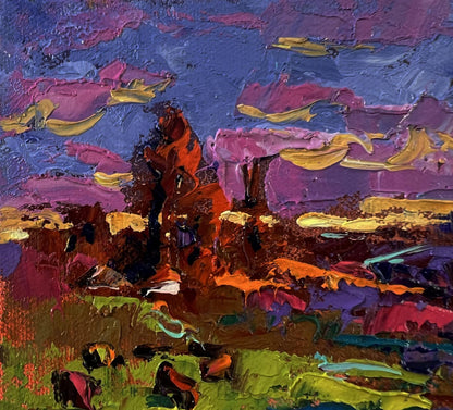 Vibrant Summer blue night oil painting by Oleksiy Ivanyuk