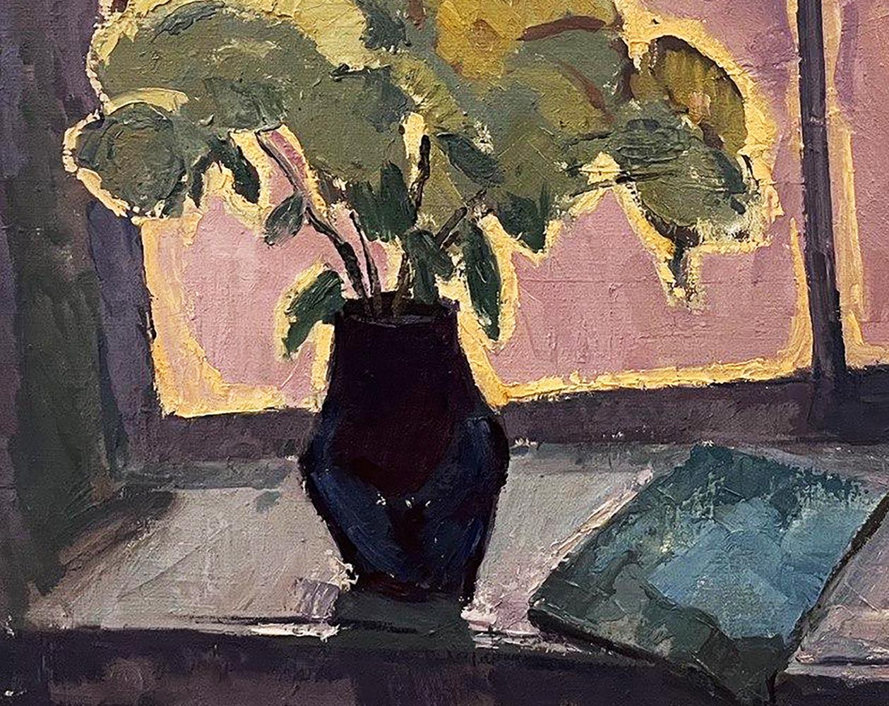 Oil painting Autumn melancholy by Oleksandr Andreev with plant in vase
