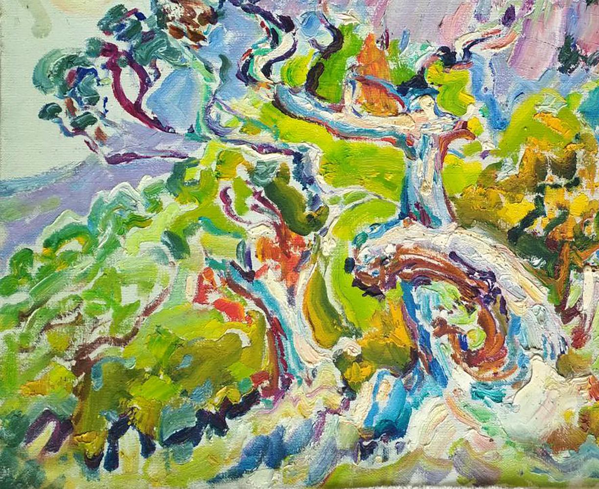 Vibrant oil painting Spring morning in the mountains by Leonid Pavlenko