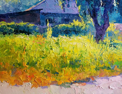 Vibrant impressionist oil painting Morning by Boris Serdyuk sunlit field