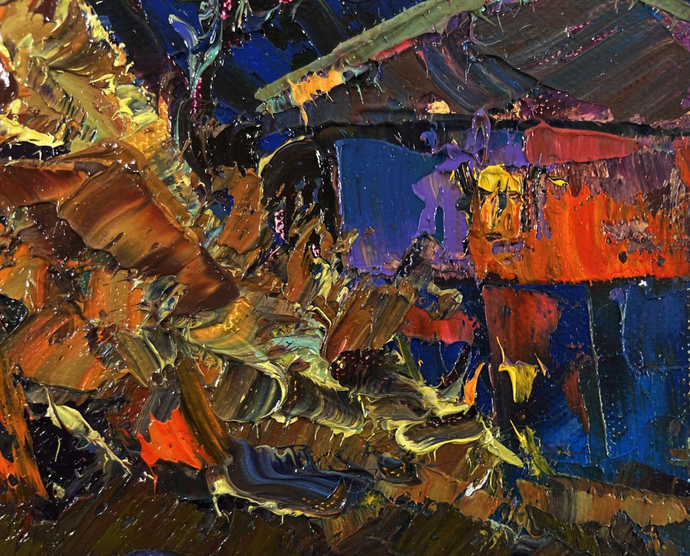 Vibrant oil painting by Oksana Ivanyuk: stars twinkle in calm sky