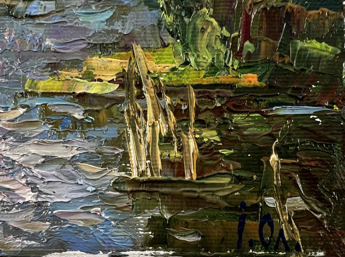 Textured impasto oil painting Above the Lake by Oleksiy Ivanyuk