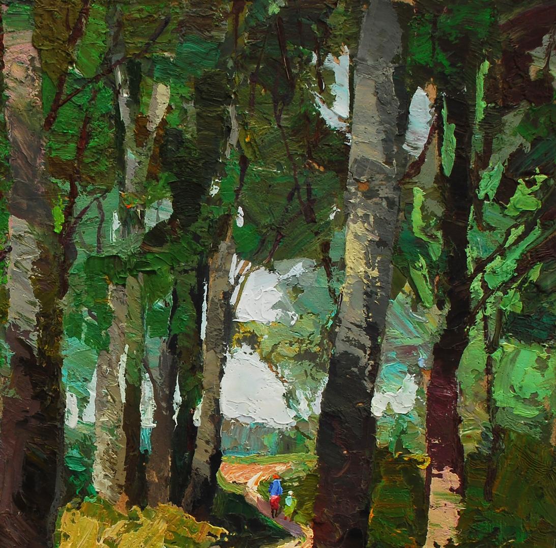 Oil painting of Aspen path with rustling leaves by Egor Shvachunov