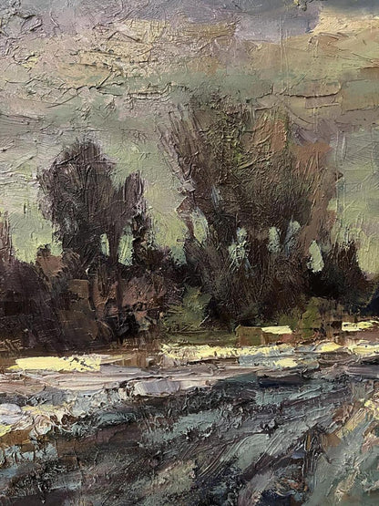 Impressionistic oil painting Outside the village by Volodymyr Pashchenko