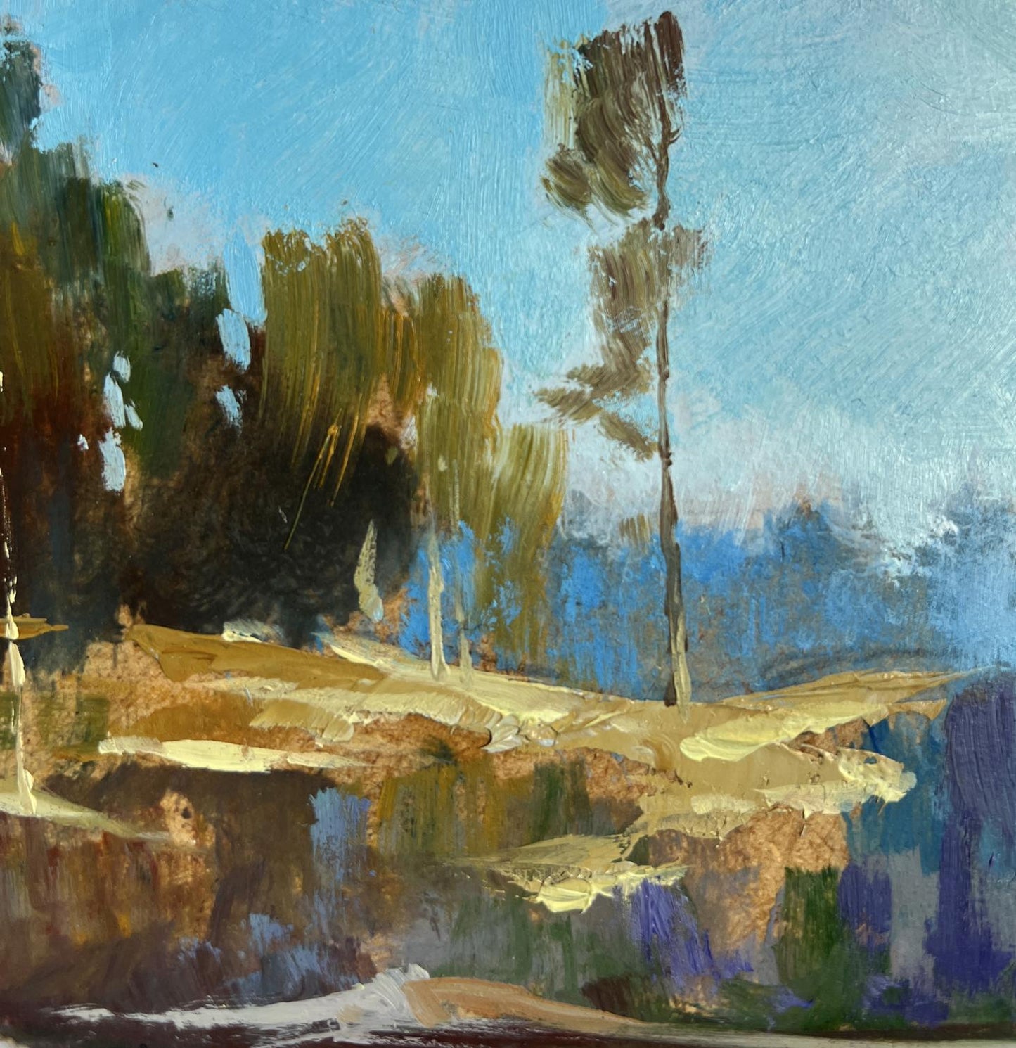 Oil painting Walk along the river by Yuriy Suprunchuk textured landscape