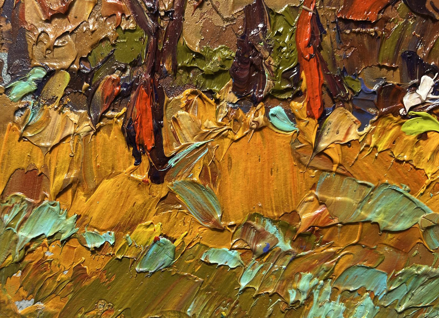 Oil painting Near the old hill by Oleksiy Ivanyuk in autumn tones
