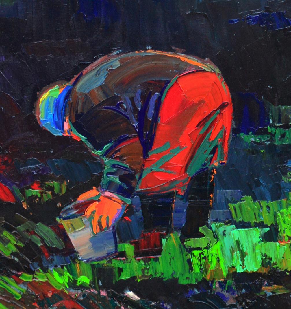 Vibrant impressionistic oil painting Spring in the Village by Natalia Korf-Ivaniuk
