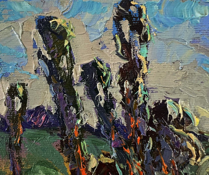 Oil painting Moonlight night by Oksana Ivanyuk with bold colorful strokes