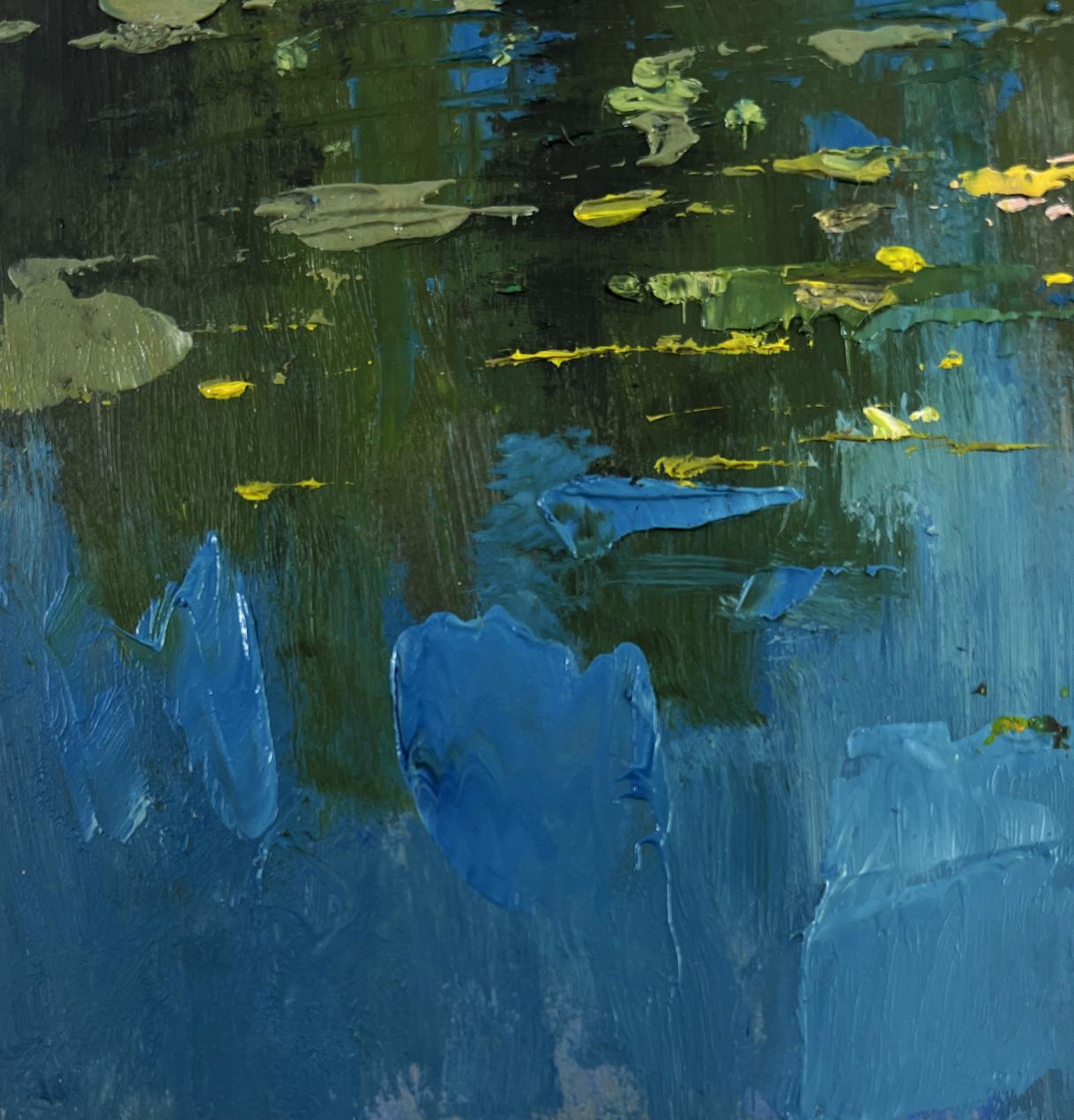 Abstract oil painting River carries a boat through silence by Yuriy Suprunchuk