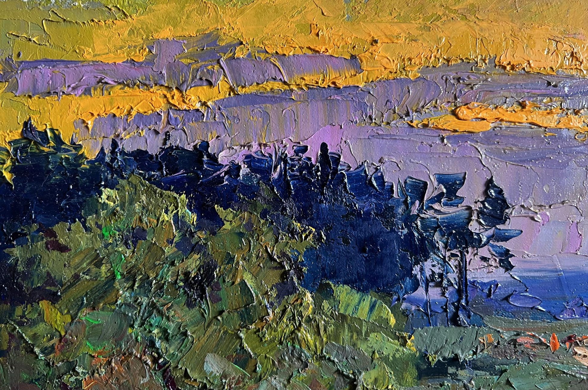 Vibrant impressionist oil painting The cows are going home by Boris Serdyuk