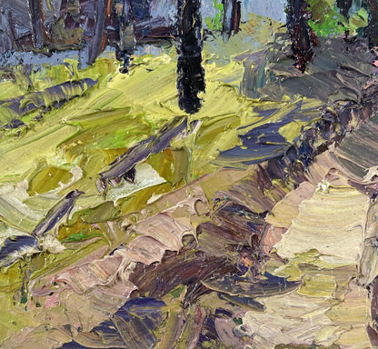 Impasto oil painting The road among the trees by Boris Serdyuk