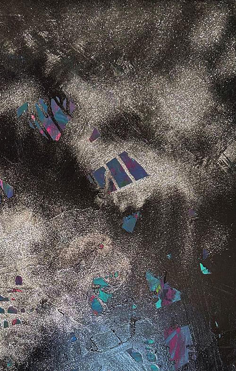Acrylic painting Galaxy of the Soul by Olga Melezhik with metallic flakes
