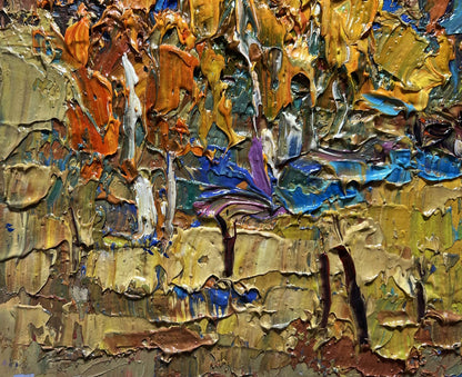 Oil painting Autumn sunny day by Oksana Ivanyuk with vibrant impasto strokes