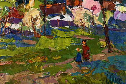 Vibrant impressionist oil painting Quiet fields under the open sky by Oksana Ivanyuk