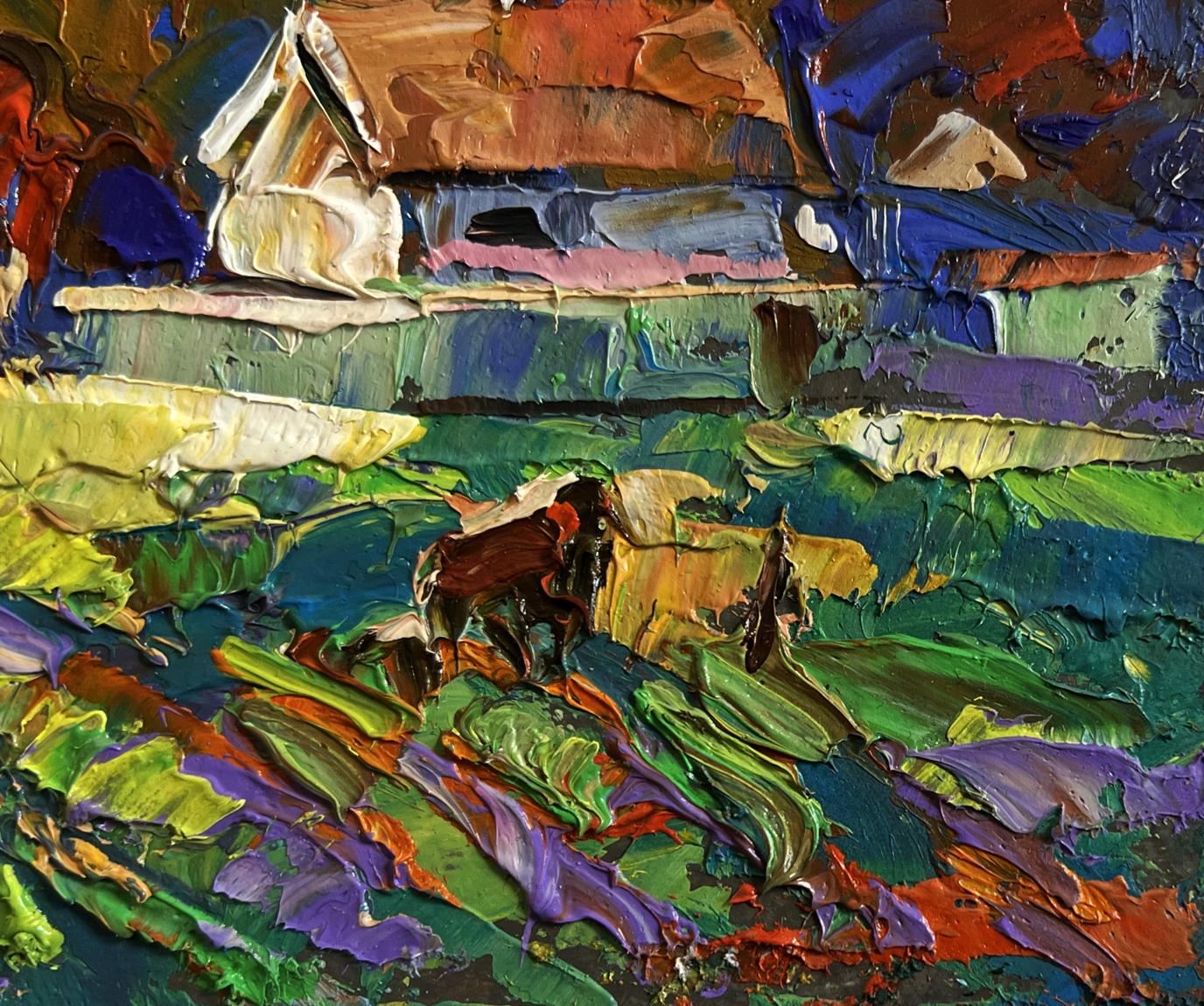 Vibrant impressionist oil painting Autumn has come to the village by Oleksiy Ivanyuk