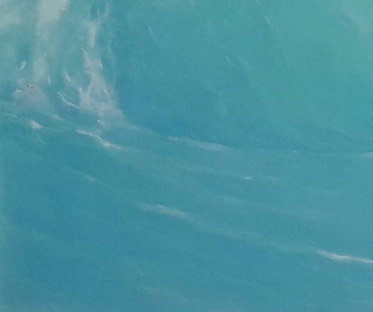 Vast turquoise ocean wave with frothy crests in Vasily Korkishko oil painting