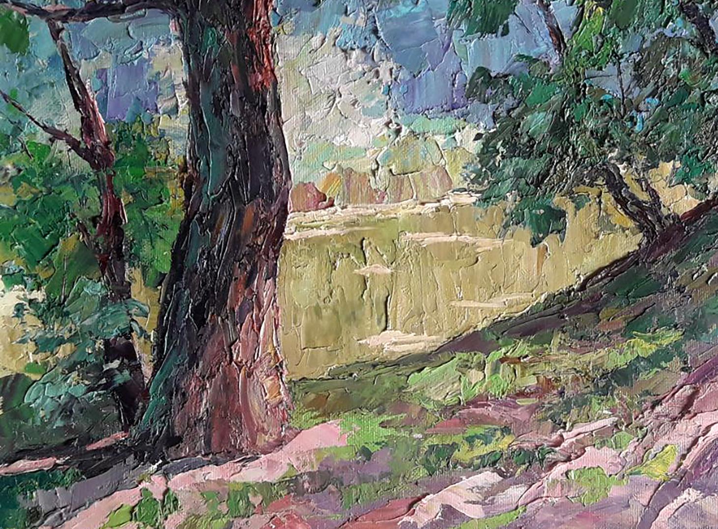 Oil painting Shore in the forest by Boris Serdyuk textured forest scene