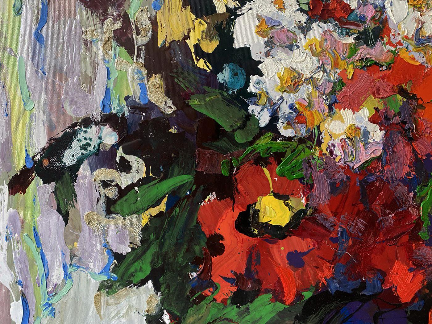 Vibrant Field Mood oil painting by Oksana Ivanyuk with bold floral brushstrokes