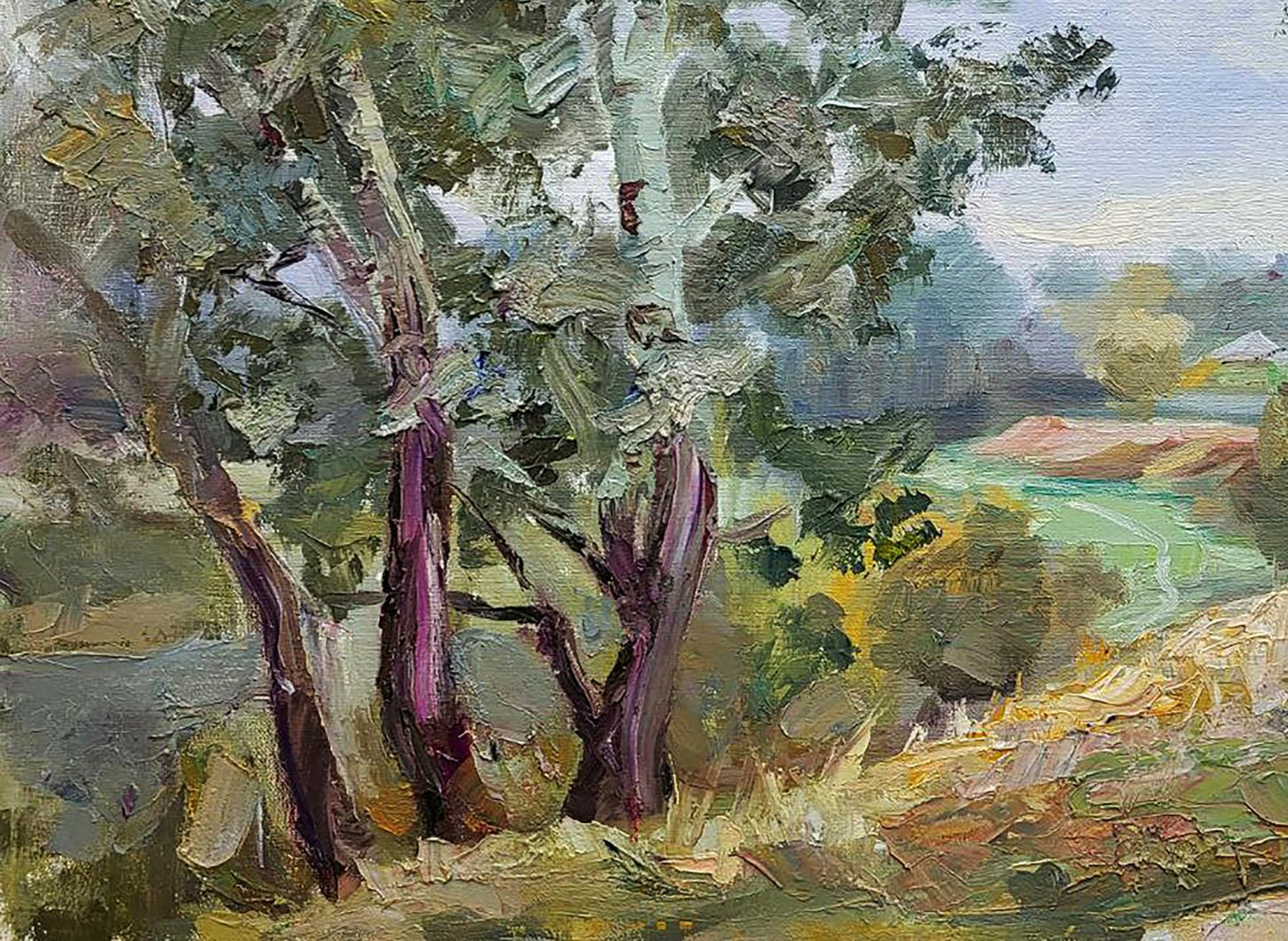 Impressionistic oil painting of Silver poplars by Boris Serdyuk