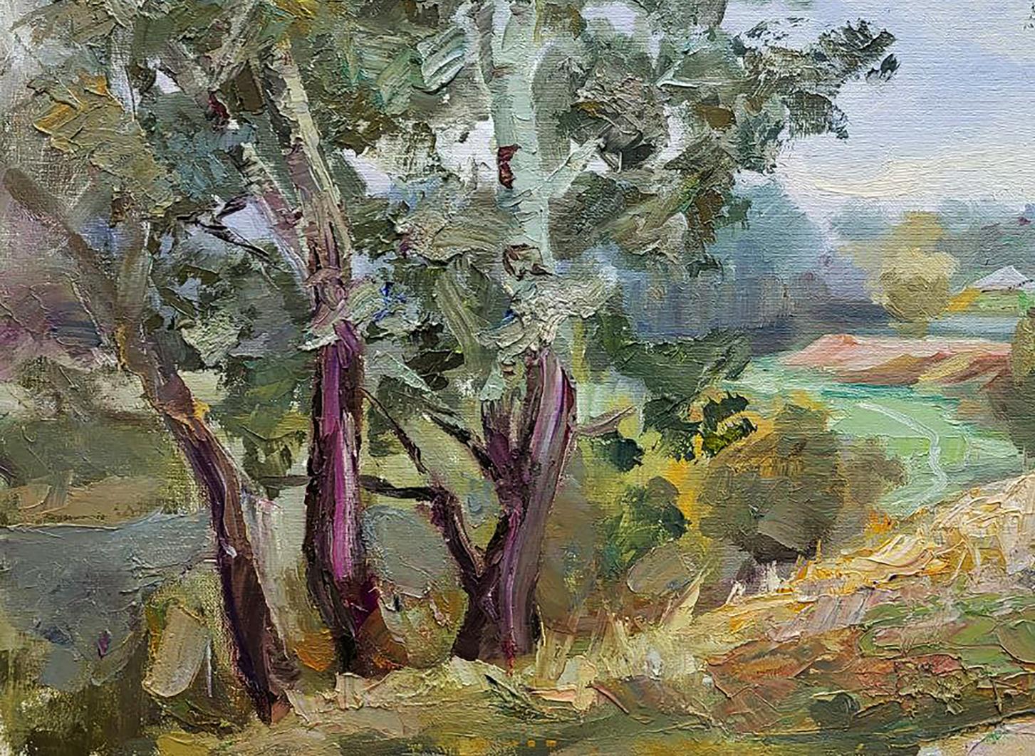 Impressionistic oil painting of Silver poplars by Boris Serdyuk