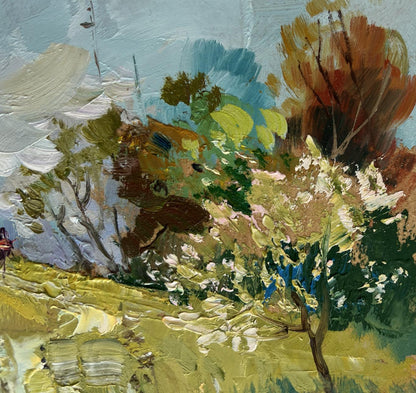 Impasto textured oil painting The road to the church by Yuriy Suprunchuk