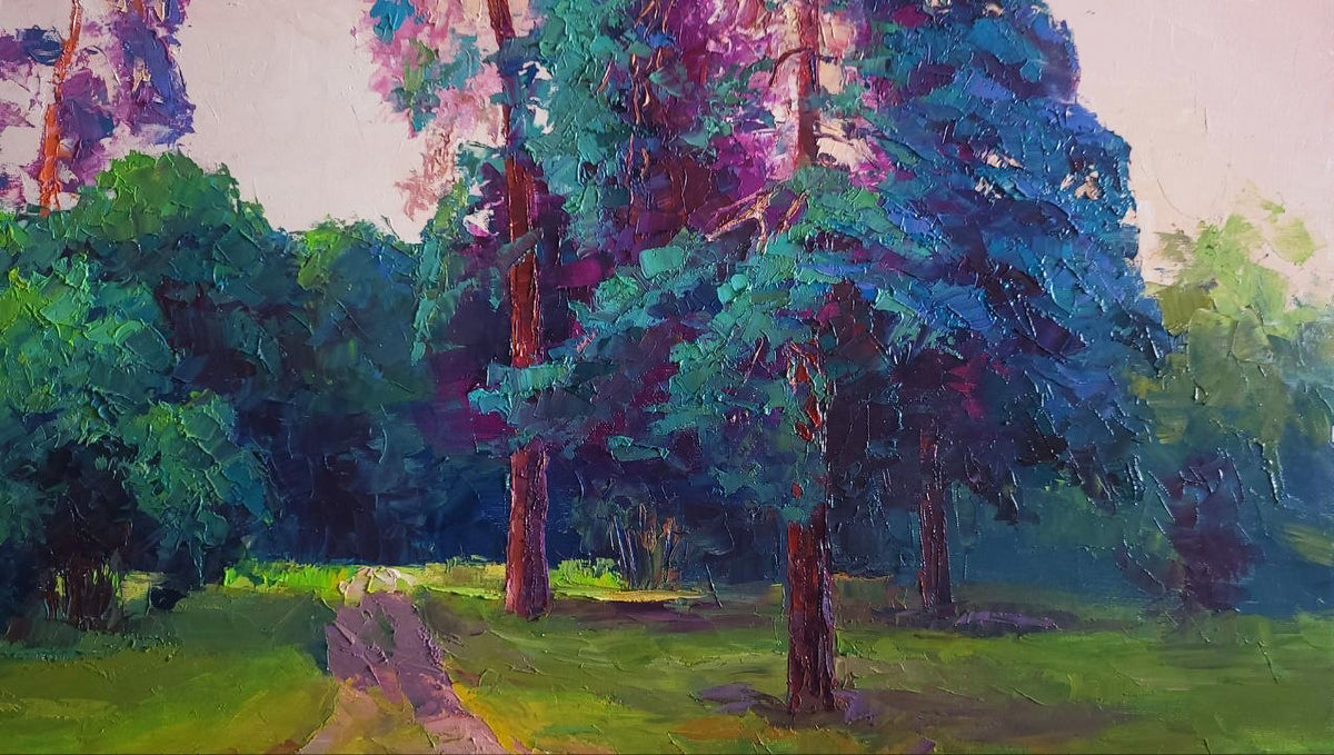 Oil painting Sunset in the forest Boris Serdyuk