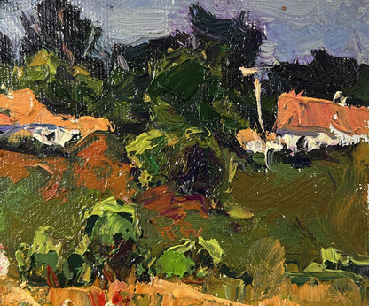 Vibrant impressionist oil painting of Oksana Ivanyuk village wheat fields