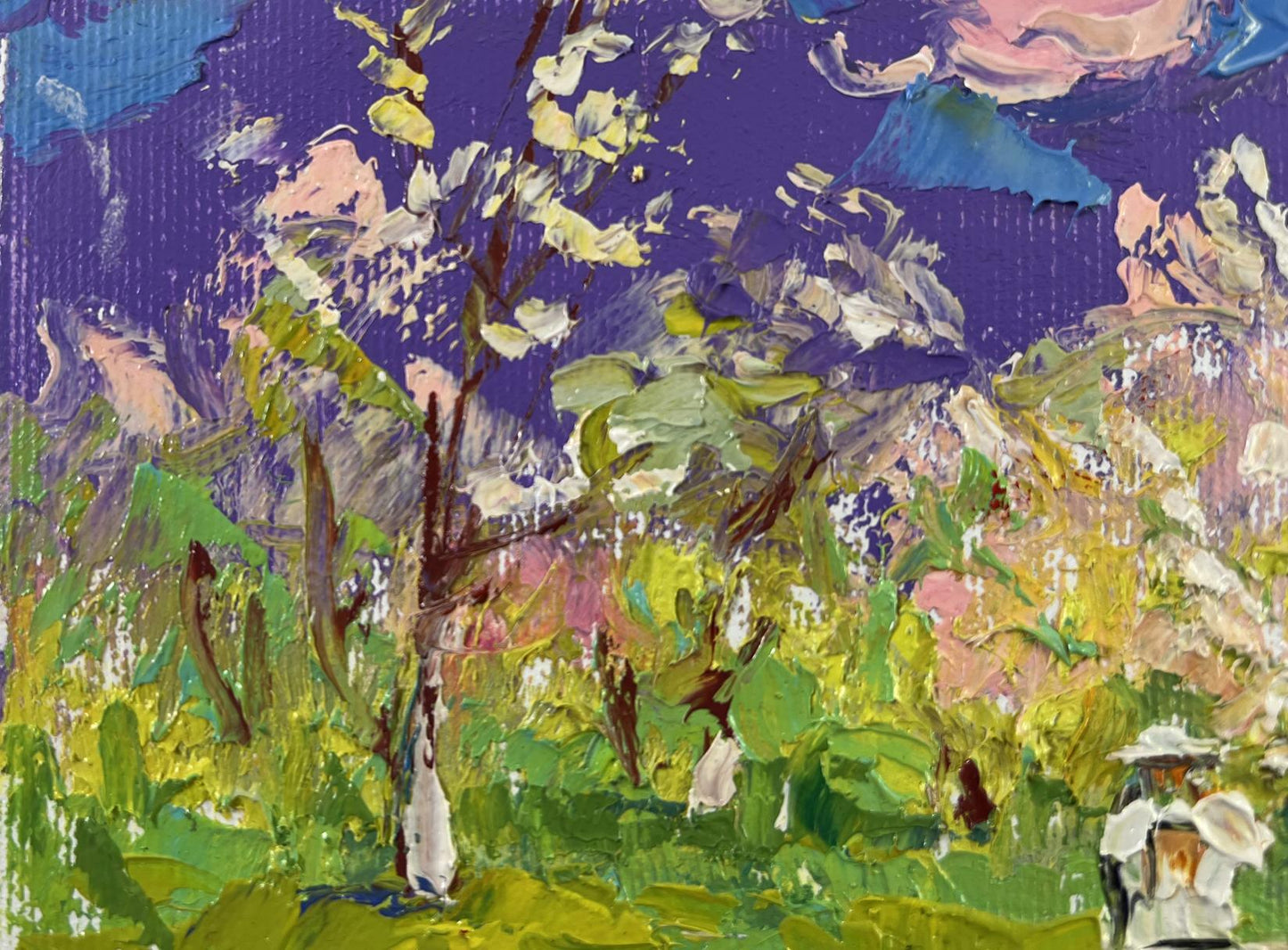 Vibrant Breath of Spring oil painting by Oleksiy Ivanyuk, blossoming tree