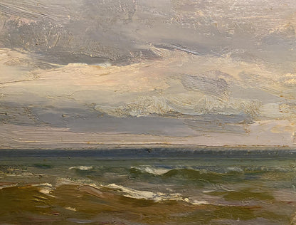 Textured oil painting of moody Sea in December by Arkady Strelov