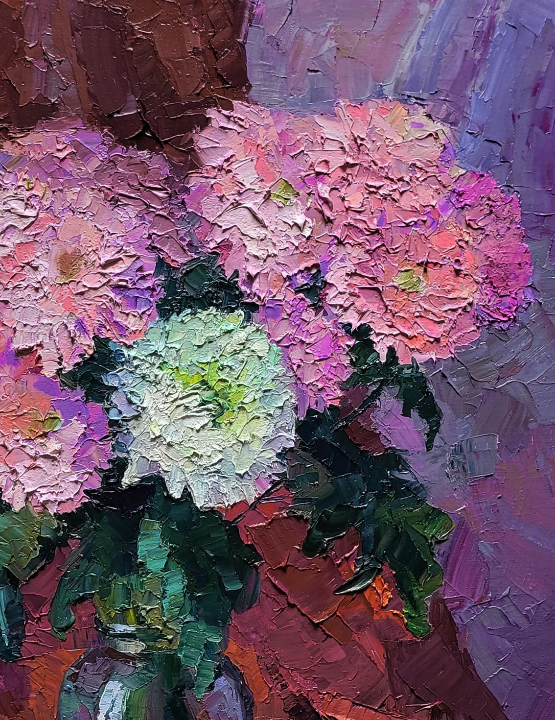 Oil painting of Boris Serdyuk chrysanthemum bouquet in vase