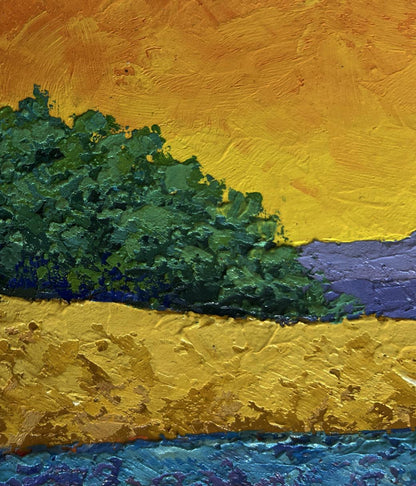 Oil painting Golden evening over green expanses by V. Zadorozhnya