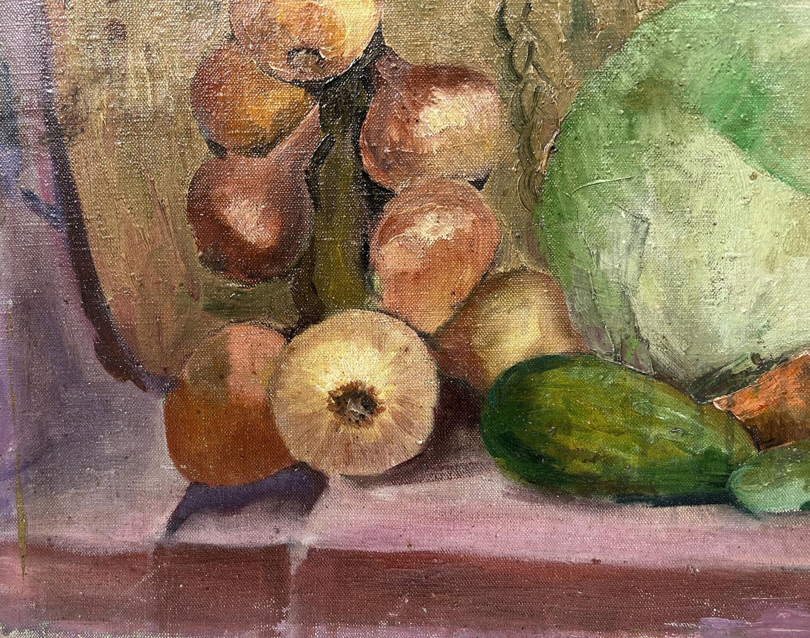 Oil painting The taste of life by Nestor Kizenko: onions, cucumber, cabbage